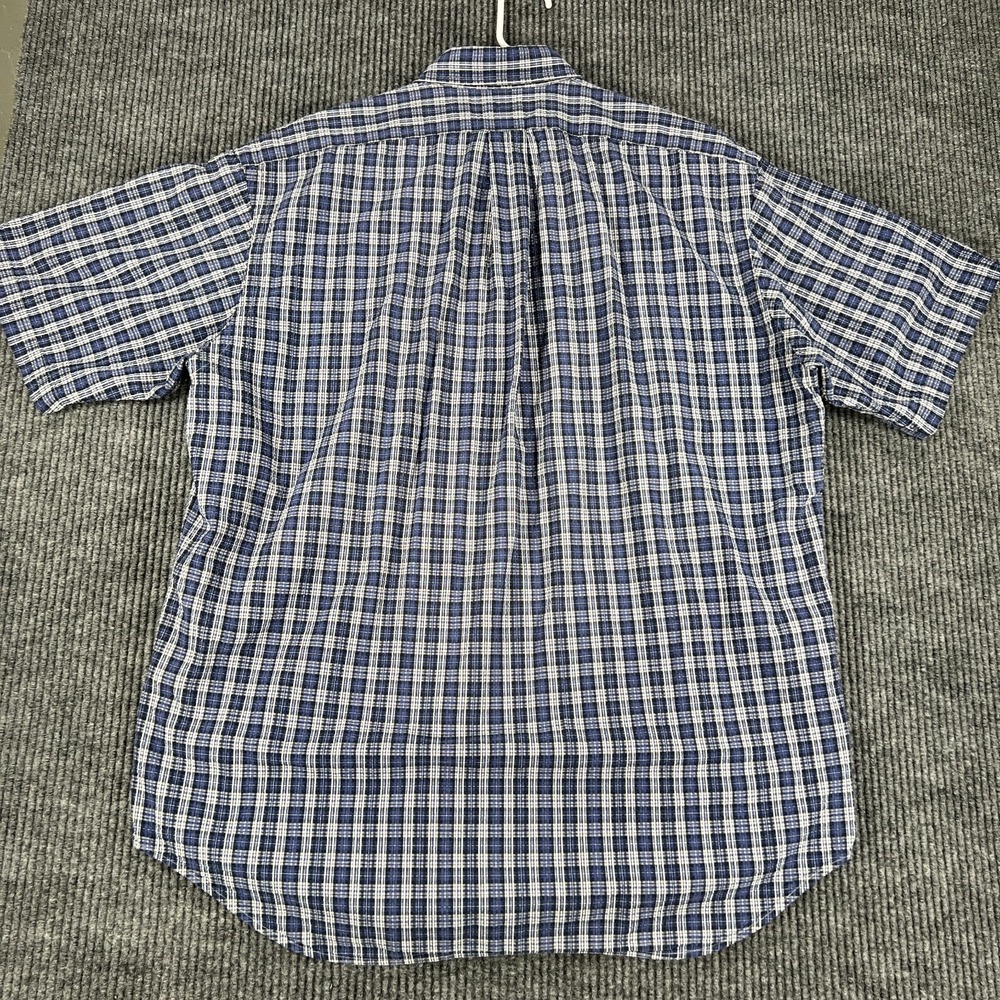 Ralph Lauren Shirt Mens Large Blue Plaid Seersucker Short Sleeve Button Down - Picture 9 of 10